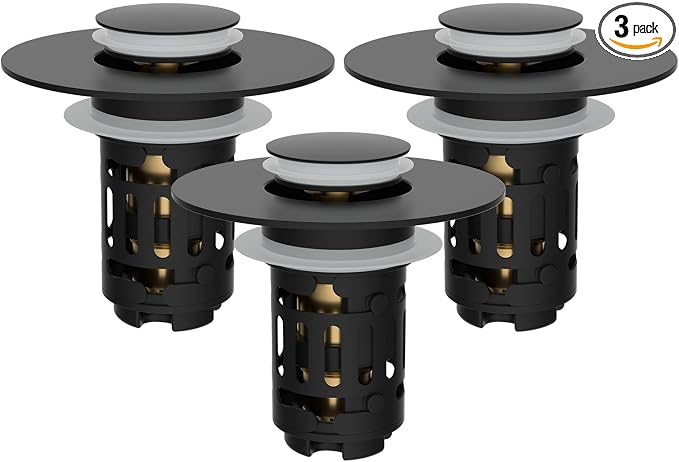 Hibbent 3 Pack 3 in 1 Bathroom Sink Drain Strainer, Universal Pop Up Stopper by Hibbent