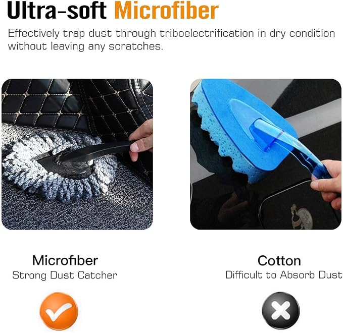 MoKo Car Duster, 2 Pack Super Soft Microfiber Dash Duster Detail Brush Set - Image 2