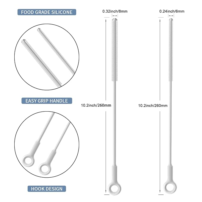 Reusable Silicone Straw Cleaner Brush Set, Flexible&Bendable Design, Dishwasher - Image 2