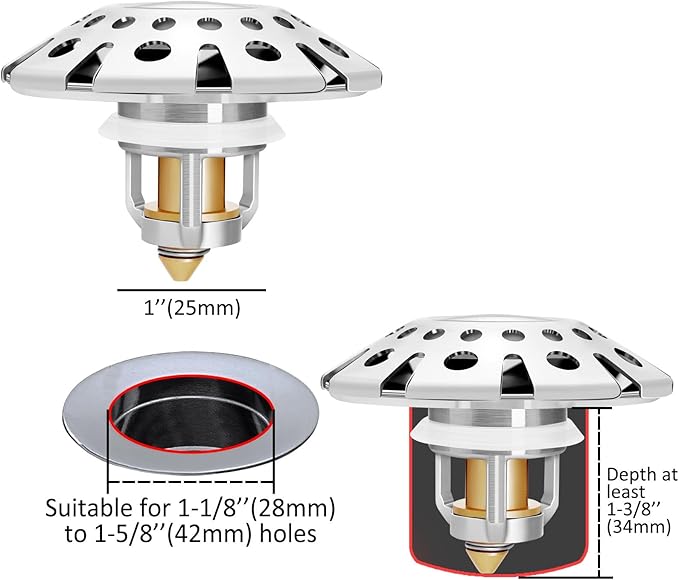 Bathroom Sink Stopper, Sink Hair Catcher, Bathroom Sink Drain Strainer Pop Up - Image 3