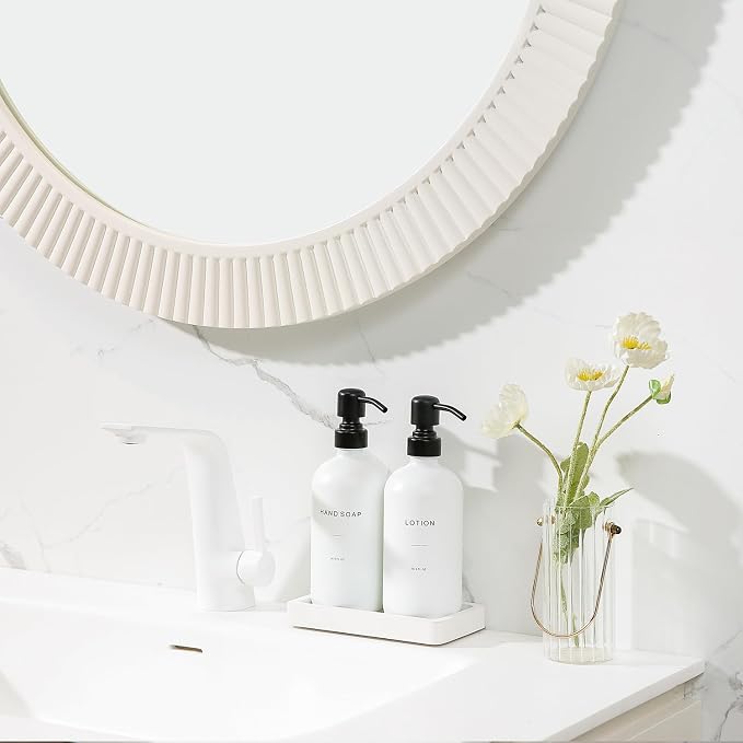 White Soap Dispenser Set, Contains Hand and Lotion Dispenser - Image 5