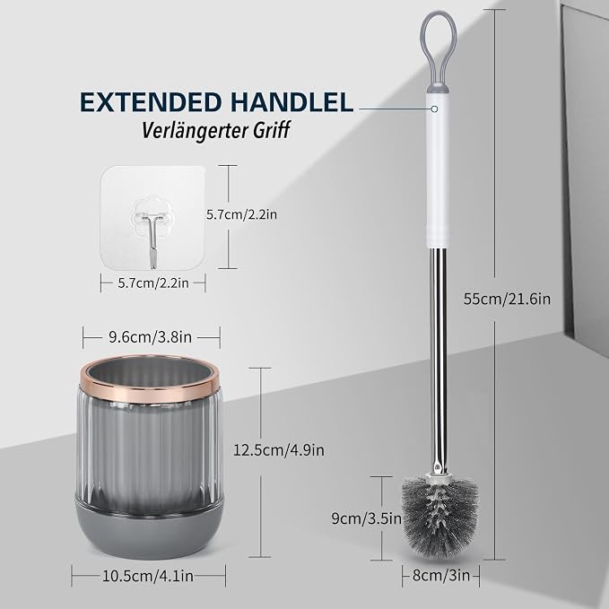 Toilet Bowl Brush and Holder 2 Pack Long Handle Toilet Brush - Image 3