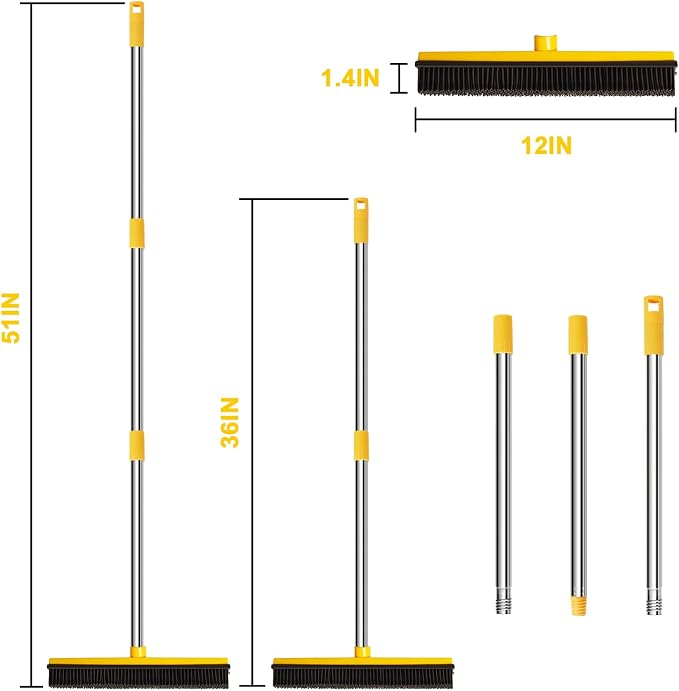 Rubber Broom for Pet Hair Removal, Carpet rake - Image 2