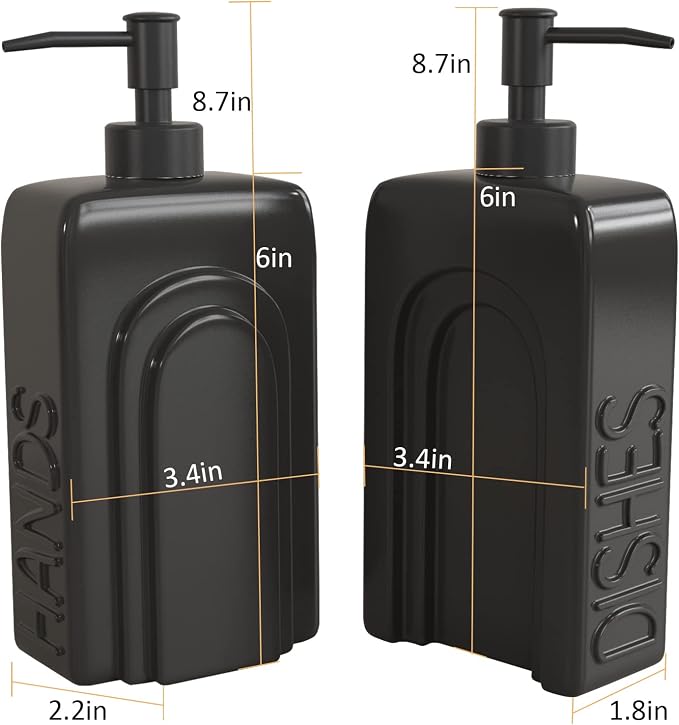 Ceramic Soap Dispenser Set, 2 Pack Kitchen Dispenser - Image 5