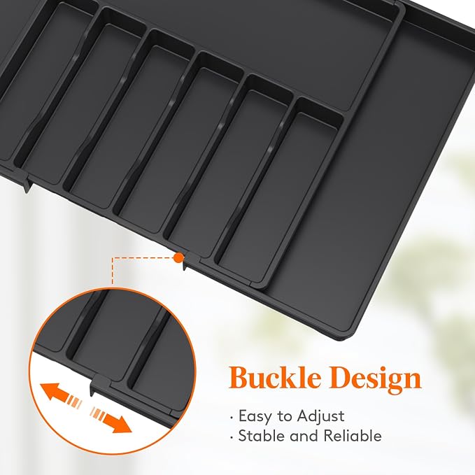 Lifewit Silverware Drawer Organizer, Expandable from 18.7 to 33 inches - Image 7