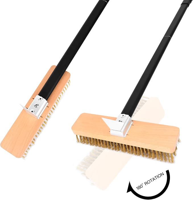 Large Pizza Oven Brush with Scraper, 10.7" Length Brass Bristles Grill Brush - Image 4