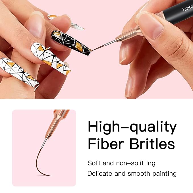 Metallic Nail Art Brushes, UV Gel Polish Painting Art Design Pen - Image 3