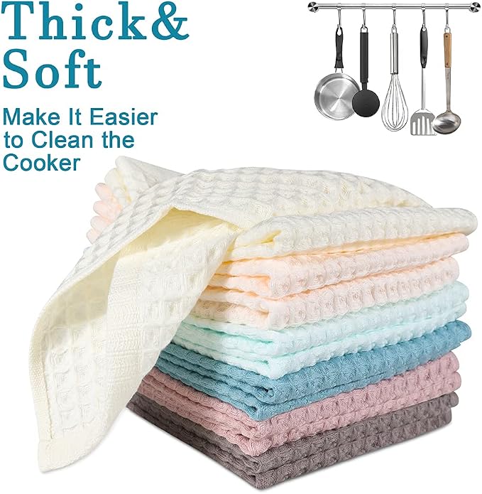 12 Pcs 13" x 13" Waffle Weave Kitchen Dish Cloths Set, 100% Cotton Super - Image 5