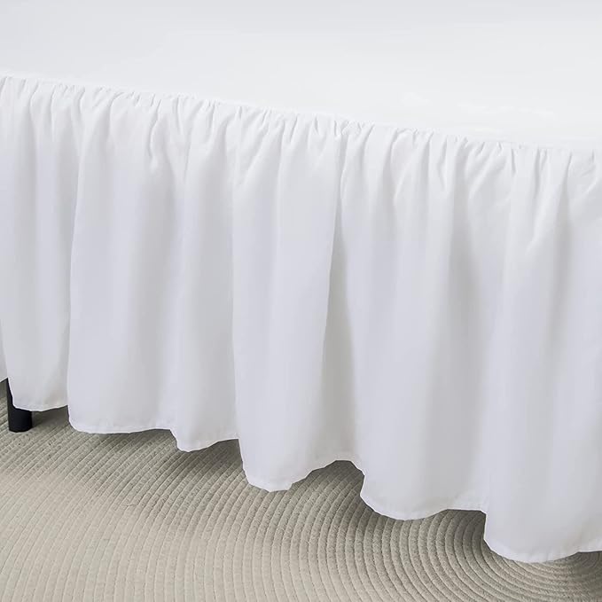 Bed Skirt Ruffled Bed Skirt with Split Corners, 18 Inch Drop Dust Ruffle Bed Skirts with Platform, White, King Size