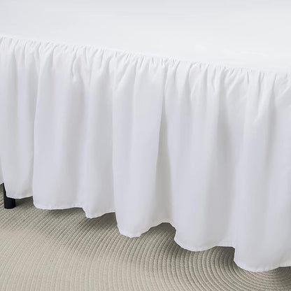 Bed Skirt Ruffled Bed Skirt with Split Corners, 18 Inch Drop Dust Ruffle Bed Skirts with Platform, White, King Size