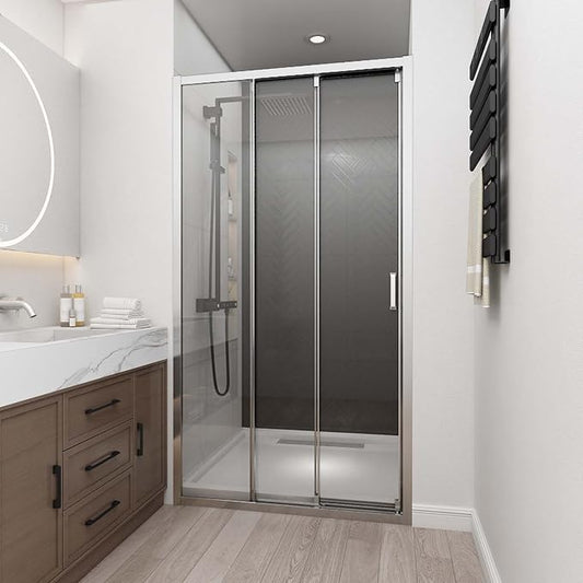 42" W x 78" H 3-Panels Sliding Shower Door, Shower Door Clear 6mm Tempered Glass by BathlinkBathroom