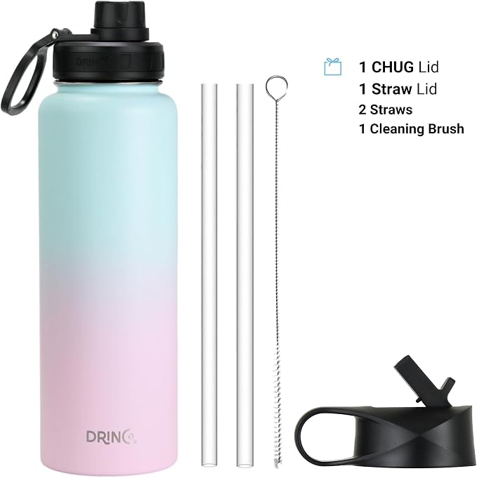 DRINCO Stainless Steel Water Bottle Spout Lid Vacuum Insulated Double Wall - Image 2