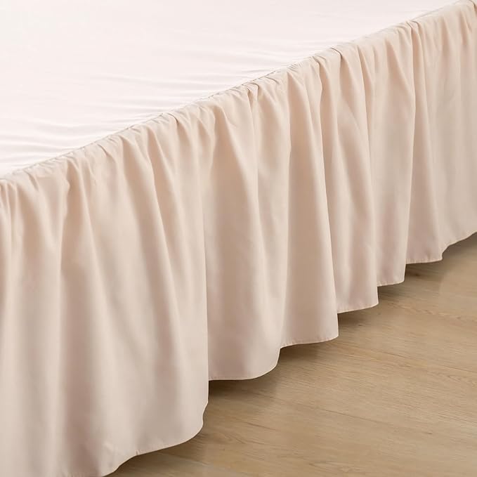 Bed Skirt, Full Size Ruffled Bed Skirt with Split Corners, 14 Inch Drop Dust Ruffle Bed Skirt with Platform, Full -14 Inch, Cream