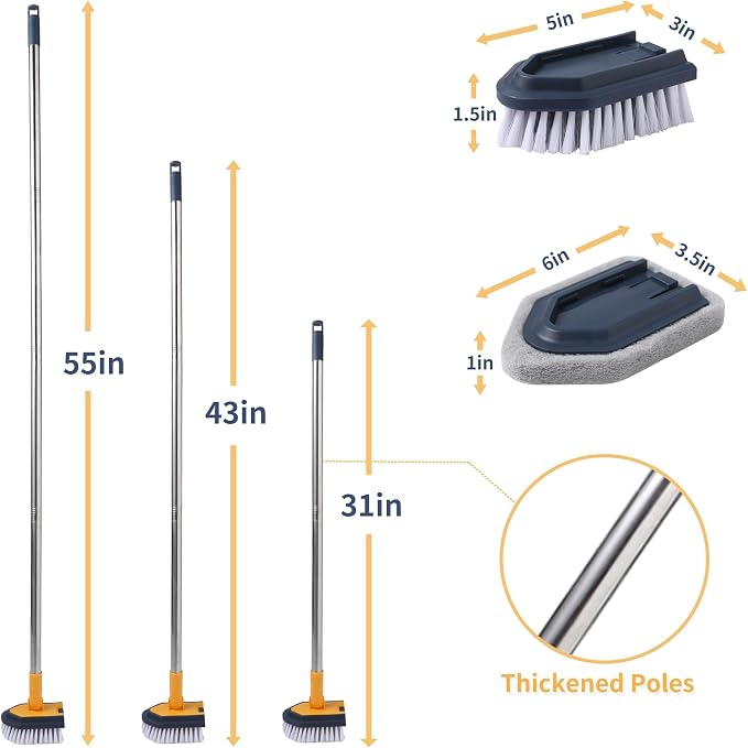 BOOMJOY Tub Cleaner Brush with Long Handle, No Scratch Shower Cleaning Brush - Image 7