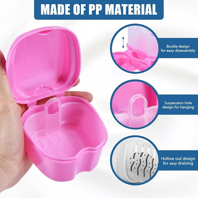 Pink Denture Bath Case Cup Box Holder Storage Container - Image 3