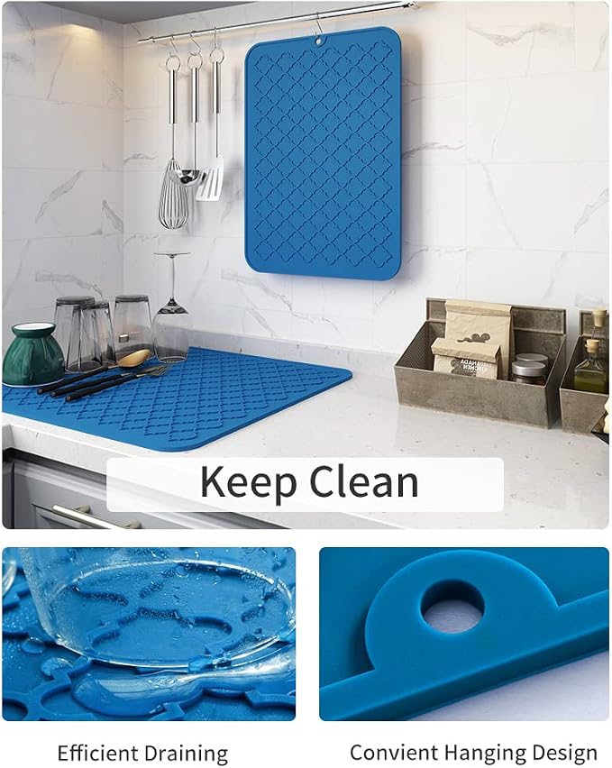 AMOAMI-Dish Drying Mats for Kitchen Counter-Silicone Dish Drying Mat-Kitchen - Image 2