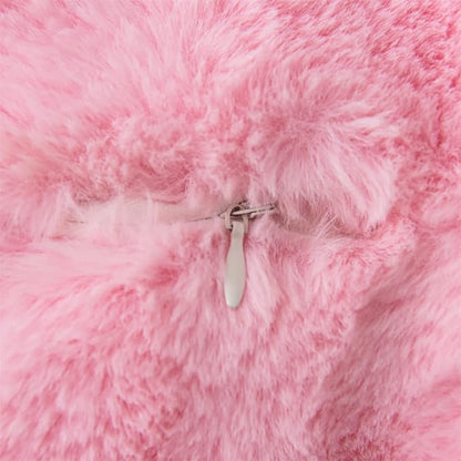 Holawakaka Standard Faux Fur Bed Rest Pillow with Arms, Rabbit Fur Reading Pillows Perfect for Adults, Teens, Kids, Arm, Back, Pregnancy Lumbar & Head Neck Coccyx Lower Back Support Cushion (Pink)