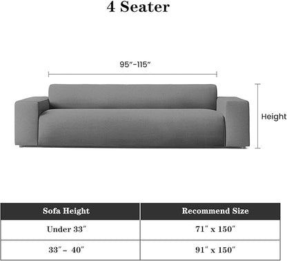 MEETSKY Couch Cover for Sectional Sofa Set Abstract Geometric Chenille Sofa Cover Washable for Dog Friendly, Couch Cover 3 Seat Couch Protector Multi-Use Blanket for Living Room, 91"x150", Light Grey