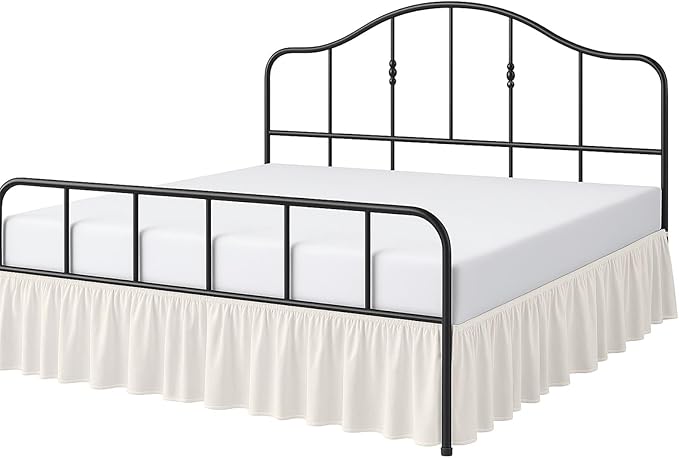 Cottington Lane Ruffled Bed Skirt Queen Size with Split Corner, Brushed Microfiber Hotel Quality Ivory Dust Ruffle, 15 Inch Drop Gathered Bedskirt, Soft and Stylish, Shrinkage and Fade Resistant