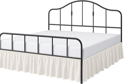 Cottington Lane Ruffled Bed Skirt Queen Size with Split Corner, Brushed Microfiber Hotel Quality Ivory Dust Ruffle, 15 Inch Drop Gathered Bedskirt, Soft and Stylish, Shrinkage and Fade Resistant