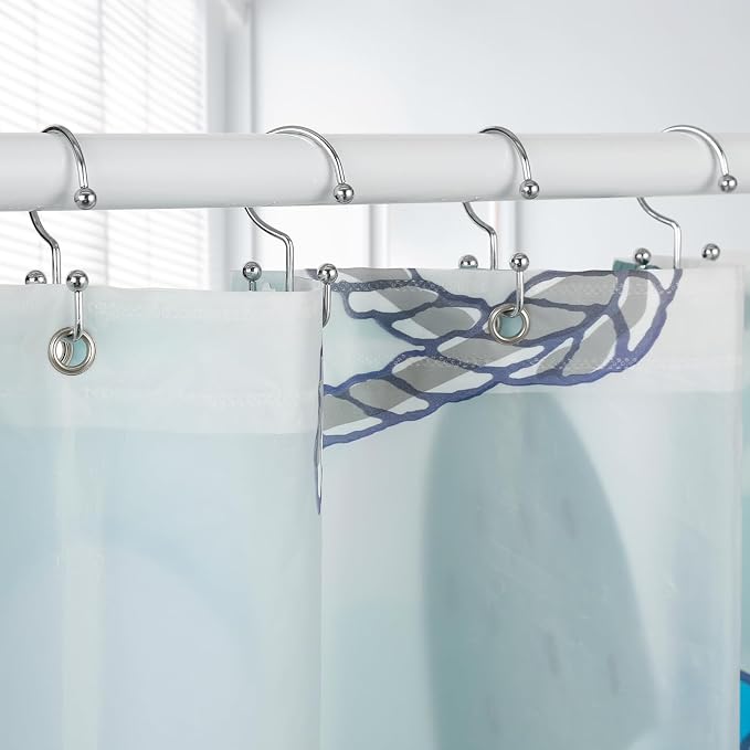 Goowin Shower Curtain Hooks, Durable Rust Proof Silver Shower Curtain Hooks - Image 6