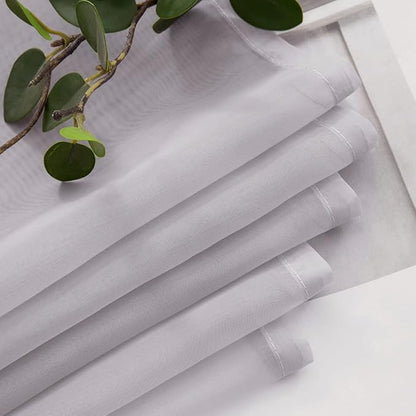 MIULEE 2 Panels Kitchen Tiers Half Window Sheer Curtains Rod Pocket Translucent Voile Drapes for Kitchen Bathroom Small Windows 29 by 24 Inch Greyish Lilac