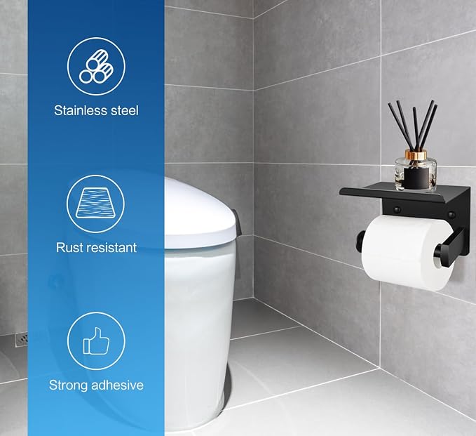 2pcs Matte Black Toilet Paper Holder - Image 5