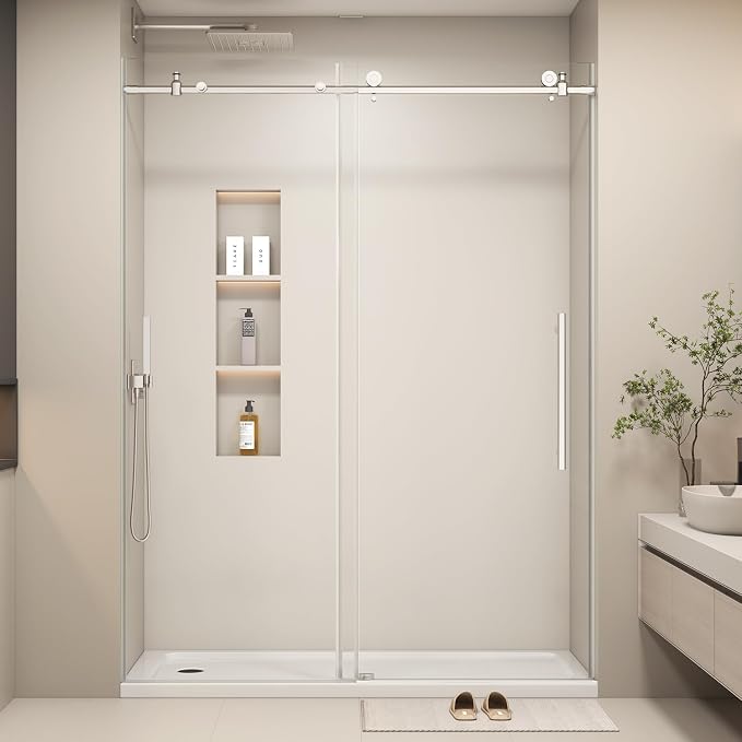 49-54” W x 76" H Single Sliding Shower Door, Frameless Shower Door by GOBESTRY