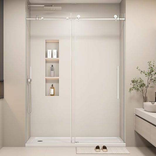 55-60” W x 76" H Single Sliding Shower Door, Frameless Shower Door by GOBESTRY