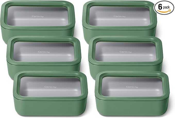 Caraway 6pc Glass Food Storage Set – 6.6 Cup Food Containers by Caraway