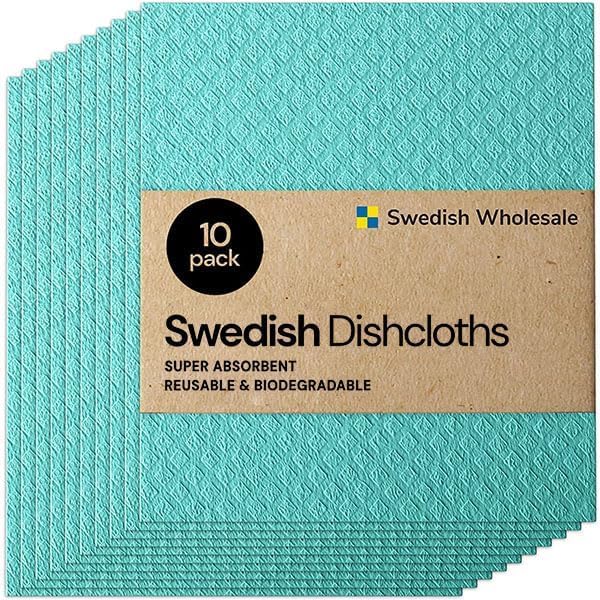 Swedish Wholesale Dishcloths Reusable 8" x 7" Sponge Cloths, Bulk 10 Pack of by SwedishWholesale