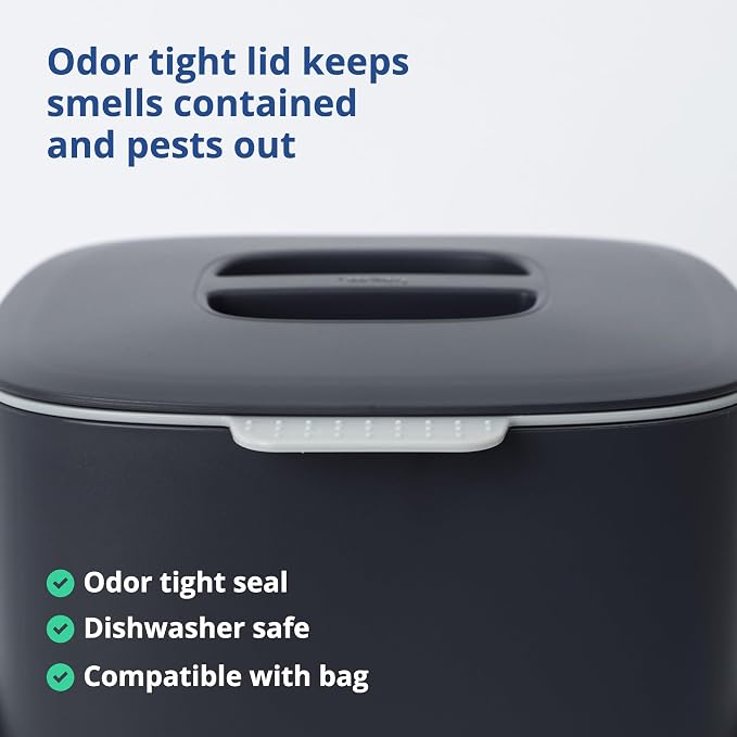 Blue Ginkgo Kitchen Compost Bin – Filter-Free, Odor-Tight Countertop Food Waste - Image 4