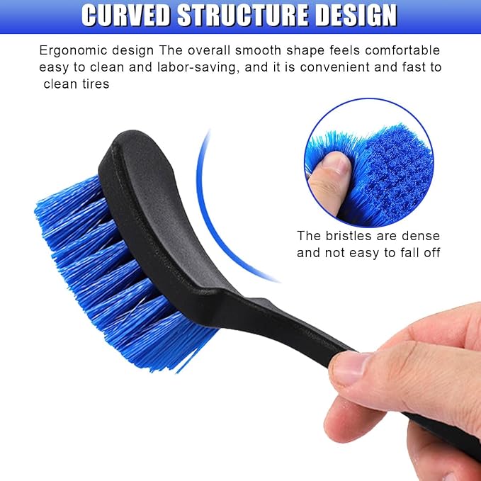 Car Wheel Brush, Stiff Bristle Short Handle Scrub Tire & Wheel Rim Brush - Image 3