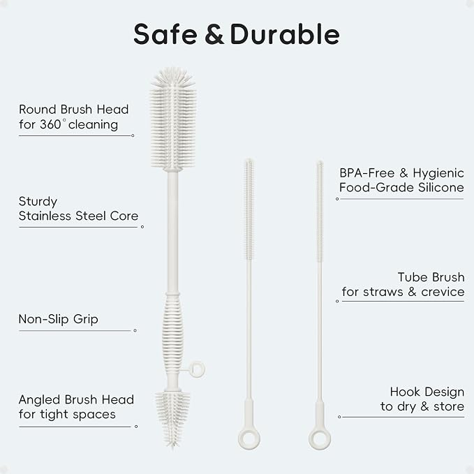 Silicone Cleaning Brush Kit, Water Bottle and Straw Cleaner Brush Set - Image 2