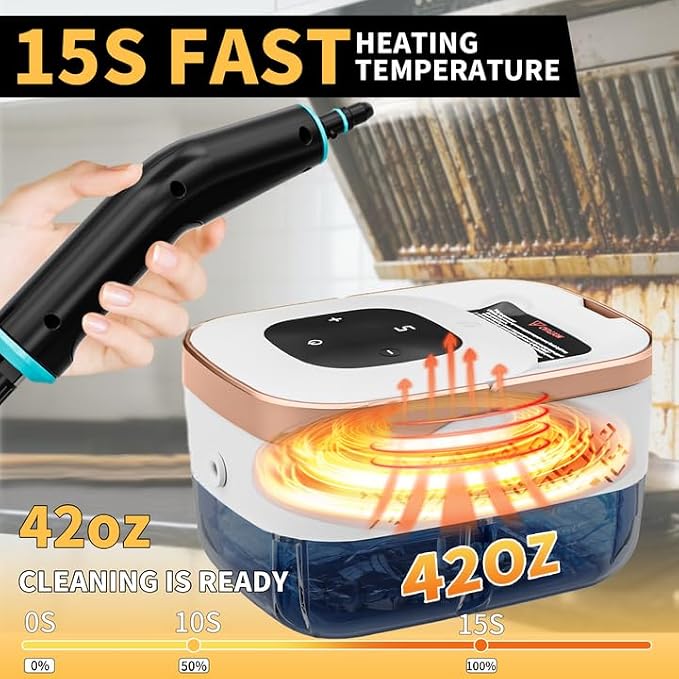 Steam Cleaner, 6 Steam Levels, 42oz Tank & 11 Pieces Accessories, 1500W - Image 3