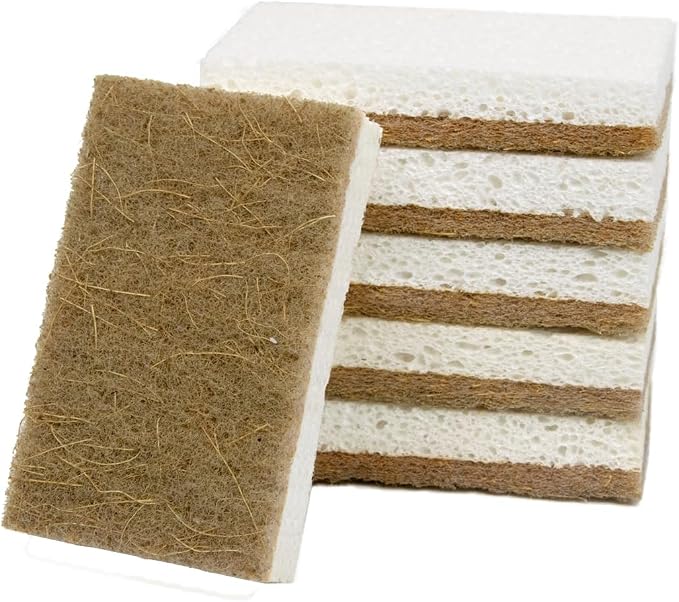 CELOX 6 Pack Coconut Fiber Biodegradable Sponges, Non Scratch Kitchen Cleaning - Image 9