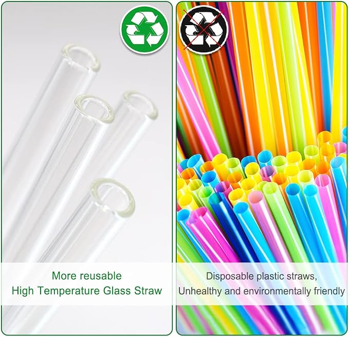 16 Pack Reusable Glass Straws, Milkshakes - Image 6
