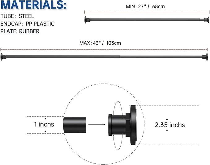 BRIOFOX Industrial Shower Curtain Rod - Image 8
