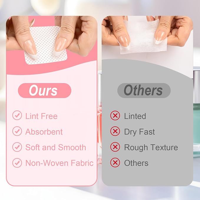 Lint Free Nail Wipes, Acetone Nail Polish Remover 1080PCS - Image 4