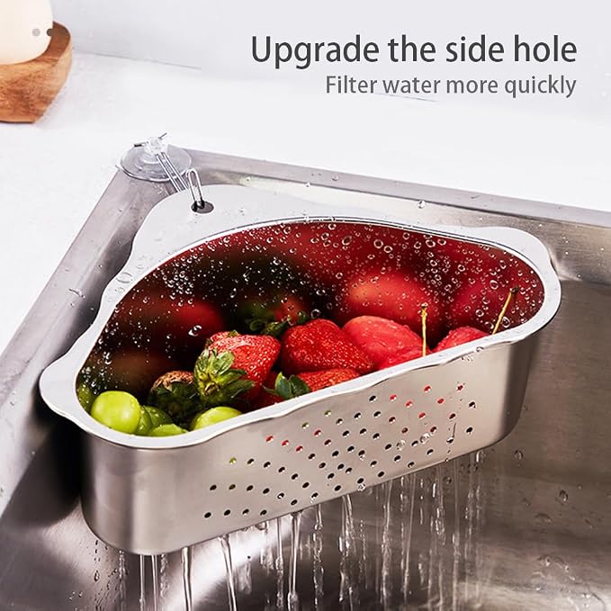 Triangle Sink Drainer Basket, Stainless Steel Triangular Sink Drain Shelf - Image 3