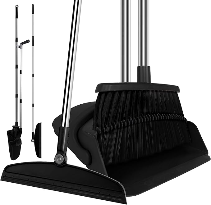 Broom with Dustpan Combo Set and Silicone Air Broom Kit by UDUK
