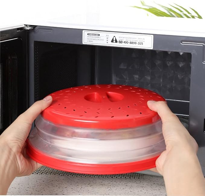 Collapsible Microwave Splatter Cover, 10.5 Inch, Microwave Plate Cover With Steam Vent (Dark blue)