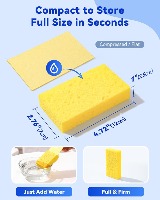 Temede Cellulose Sponges, Heavy Duty Scrub Sponges, Non-Scratch Kitchen Sponges - Image 2