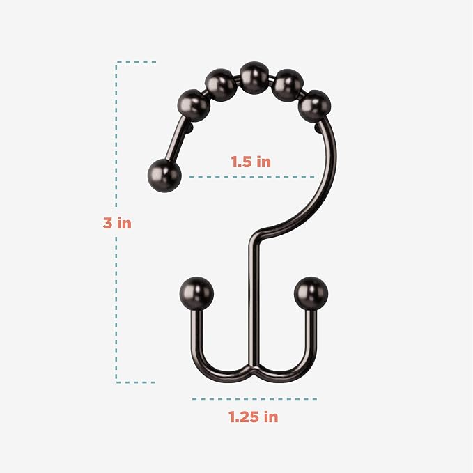 Zenna Home Metal Double Glide Shower Rings, Oil Rubbed Bronze – Set of 12 Heavy - Image 5