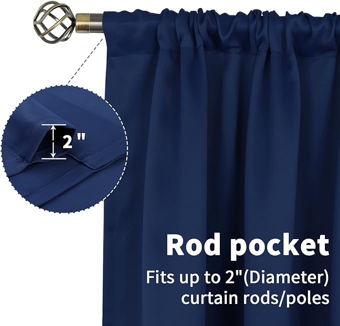 BGment Navy Blue Cafe Curtains for Small Window 24 Inch Length - Image 5