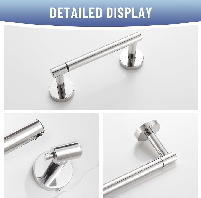 BVL Toilet Paper Holder Polished Chrome Wall Mount Stainless Steel 304 Large - Image 5