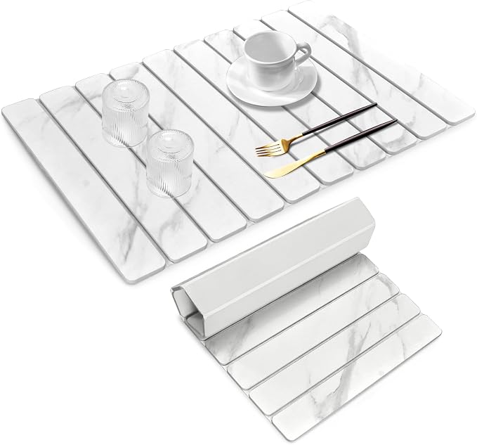 Large Stone Dish Drying Mats for Kitchen Counter, Fast Drying Collapsible Dish by Lprmnnc