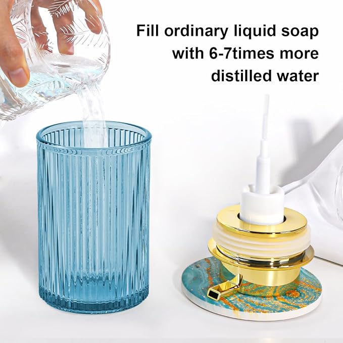 Blue Foaming Soap Dispenser, 12 Oz Glass Foaming Hand Soap Dispenser - Image 5