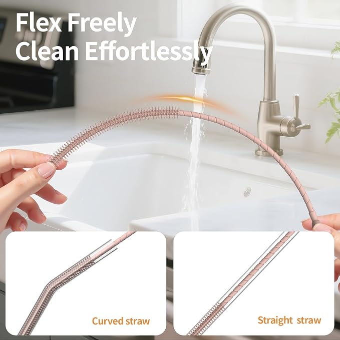 2Pcs Silicone Straw Cleaner Brush, Dual-Size Brushes, Clean - Image 4