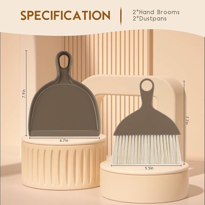 THINKLEARN 2PCS Small Broom and Dustpan Set, Mini Dust Pan and Brush, Hand Whisk - Image 5